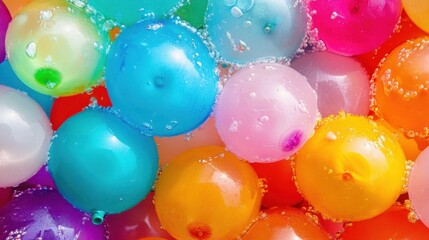 Bright hues and playful designs characterize these water balloons.