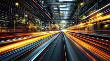 The fusion of technology and abstraction in a fast-paced environment.