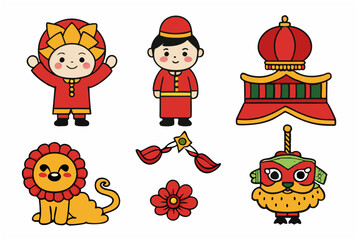 Celebrating Chinese New Year with festive symbols and characters