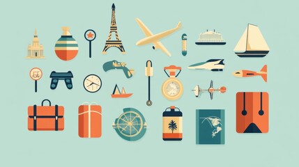 Discover travel through a contemporary iconography set.