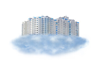 multistory modern house isolated. Image of multi-storey building for advertising
