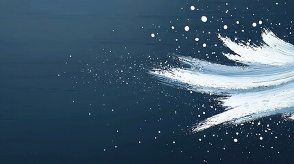   A painting of a white bird soaring through the sky with snowflakes adorning its feathers
