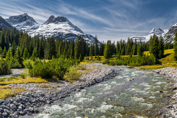 Fluss Lech, Lechquellengebirge, Vorarlberg, Österreich