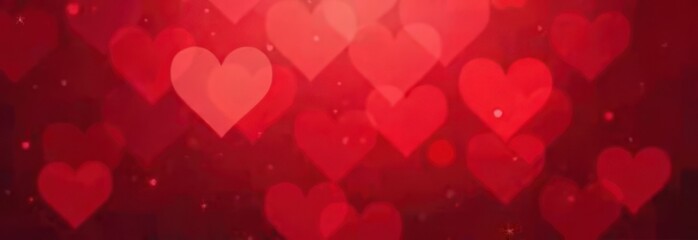 Defocus light red Background. Hearts Bokeh with blick Valentine's Day Card
