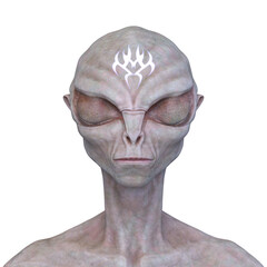 男性エイリアンの顔　3DCGレンダリング