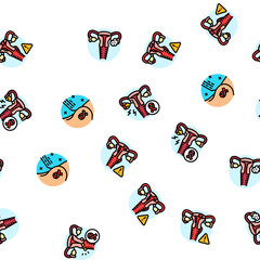 Obraz premium woman health medical care vector seamless pattern thin line illustration
