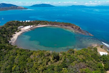 Volcanic crater of Nosy Be island, Crater bay,  Madagascar, Aerial view
