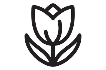 A Tulip Vector Black Silhouette