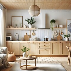 Traditional Kitchen with Classic Wooden Cabinets and Tiled Backsplash