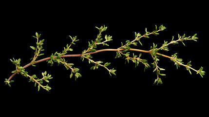 Thyme sprigs on black background