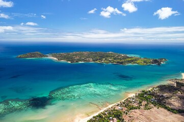 Fototapeta premium Beautiful islands of Madagascar – Nosy Sakatia - Near Nosy Be, Aerial view 