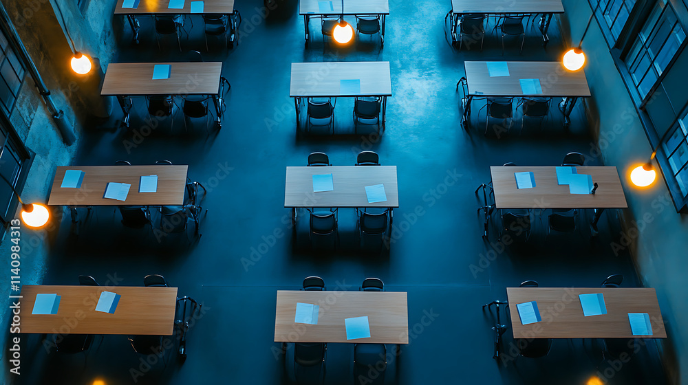 Leinwandbilder top view of a secure online exam configuration with proctoring system for distance education and aca