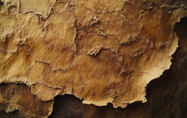 Fototapeta premium Close-up of textured, handmade paper; earthy tones, rough edges, and a rustic feel. Unique craftsmanship showcased.