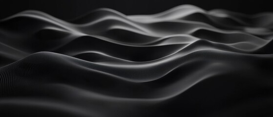 Obraz premium Black and white abstract background with wavy lines that create a sense of movement and depth.