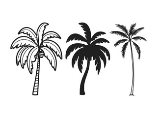 Fototapeta premium Silhouette Tree Line Drawing Set