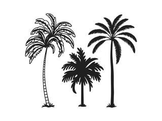 Silhouette Tree Line Drawing Set