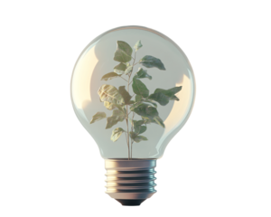 a light bulb with a plant inside