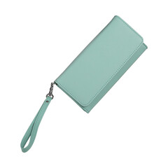 Colorful women's leather wallets. isolated png background.