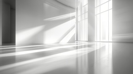 Obraz premium Sunlight streaming through modern windows in a minimalist interior space