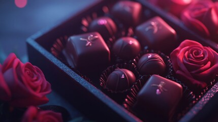 Dark Chocolate Assortment Box With Roses