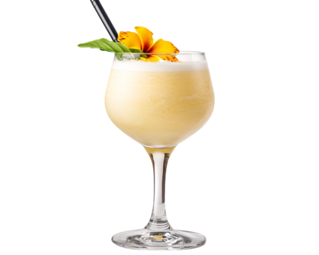 a glass with a drink and a straw