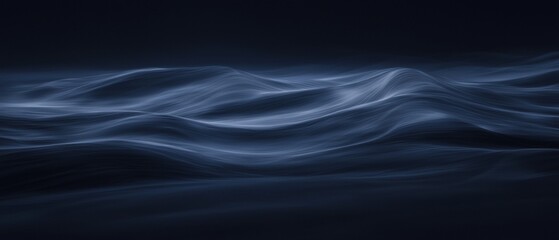 Abstract digital art piece that appears to be a wave or ocean scene. the background is black, and the wave is a deep blue color.
