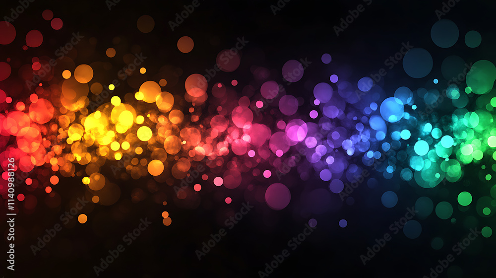 Aufkleber Vibrant bokeh lights, a spectrum of soft glowing circles creating a dreamy backdrop for celebrations and creative projects