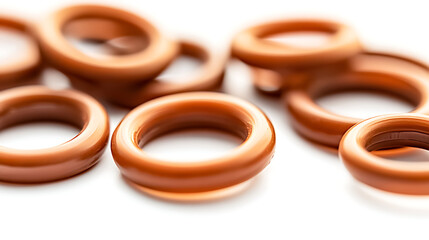 Selective focus rubber o-rings for sealing against a white background