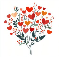 Colorful heart shaped flowers arranged in a vibrant bouquet for celebrations