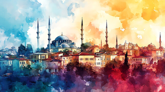 Watercolor banner illustration for zafer bayrami in turkey