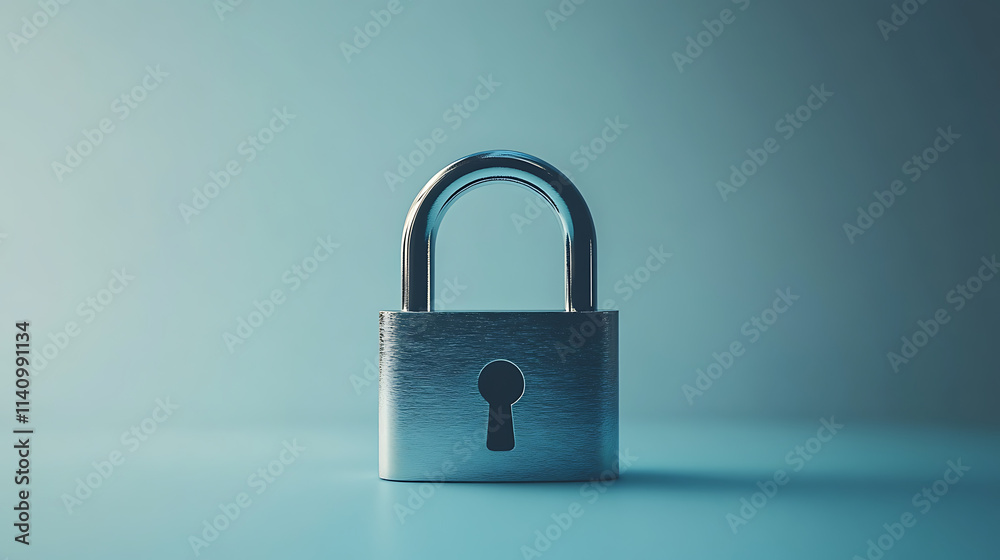 Aufkleber shiny closed padlock standing on a light blue background representing the concept of security