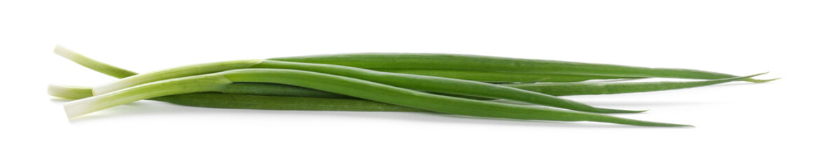 Fresh ripe green onions isolated on white