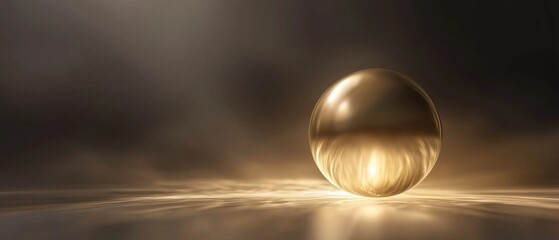 Obraz premium Digital illustration of a golden sphere on a dark background. the sphere is spherical in shape and appears to be made of a shiny, metallic material.