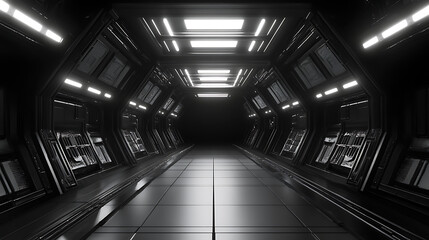 Obraz premium White background 3d room light abstract space technology tunnel stage floor, empty white future 3d neon background studio futuristic corridor render modern interior silver road black wall design gray
