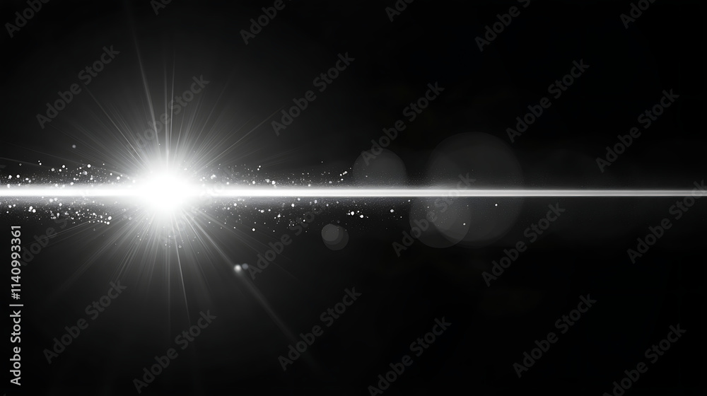 Aufkleber White bokeh flare light effect on black background, for overlay and screen layer modes