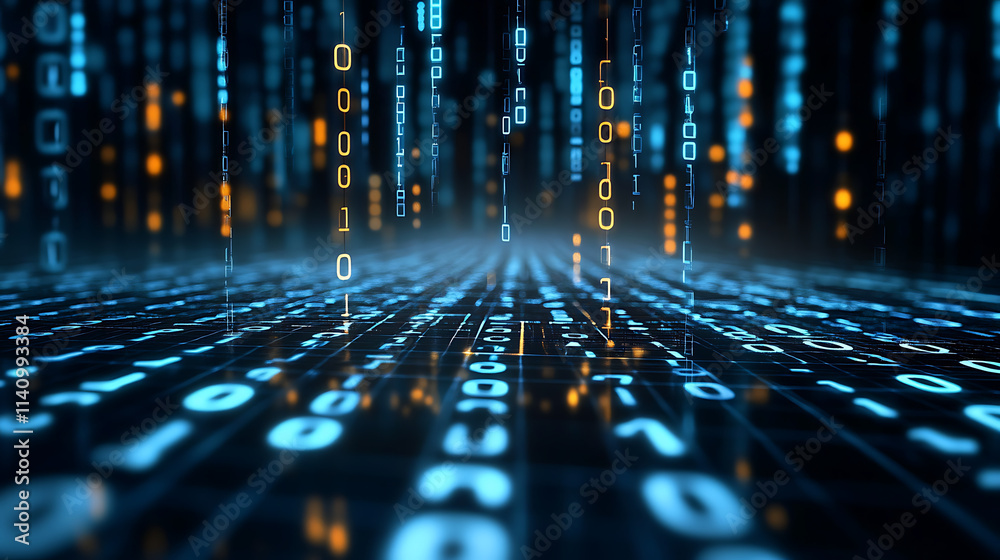 Poster White binary matrix code numbers on black background, for overlay and screen layer modes