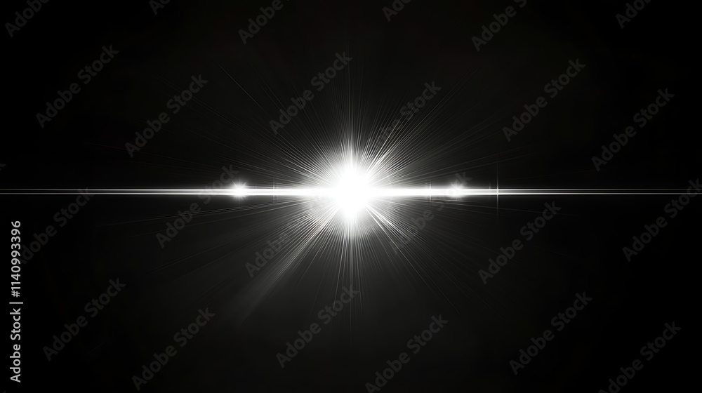 Aufkleber White bokeh flare light effect on black background, for overlay and screen layer modes