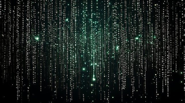 White binary matrix code numbers on black background, for overlay and screen layer modes