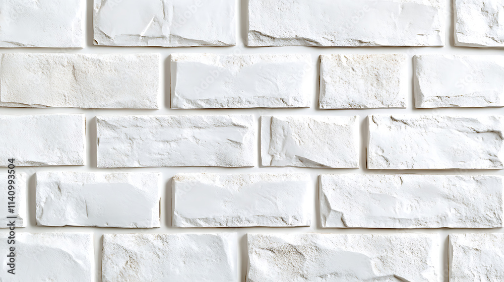 Poster white brick wall with a clean, uniform texture and seamless pattern, creating a minimalist and moder