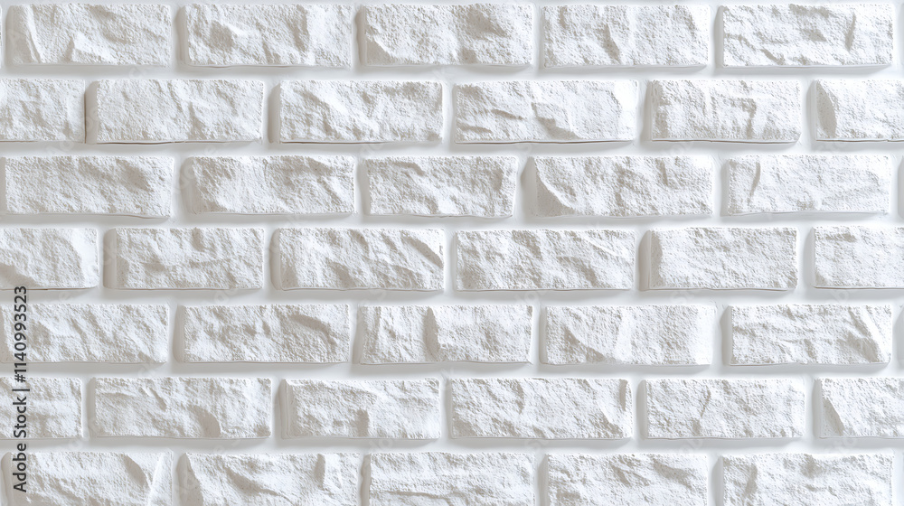 Poster white brick wall with a clean, uniform texture and seamless pattern, creating a minimalist and moder