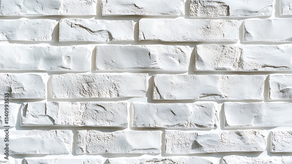 Poster white brick wall with a clean, uniform texture and seamless pattern, creating a minimalist and moder
