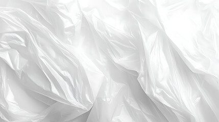Obraz premium White plastic or polyethylene bag texture, transparant wrinkled plastic, macro, white background