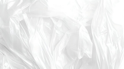 Obraz premium White plastic or polyethylene bag texture, transparant wrinkled plastic, macro, white background