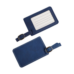 Colorful leather luggage tags. isolated png background.