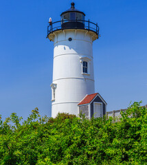 Closeup of the Nobska lighthouse on summerday in Falmouth, Cape Cod