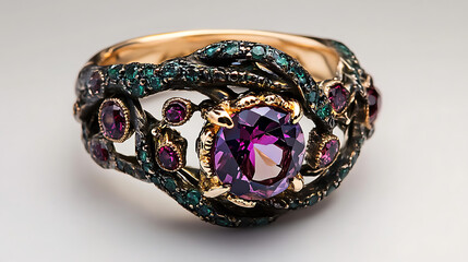 Studio photograph of engagement ring with raw authenticity