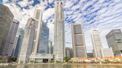 Obraz premium Downtown skyscrapers office buildings of modern megalopolis timelapse hyperlapse