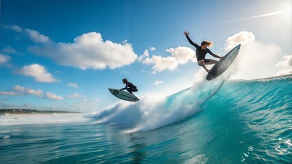Surfers going for water surfing.