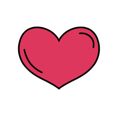 Pink flat heart raster illustration