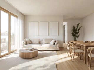 Fototapeta premium Modern Minimalist Living Room Interior Design